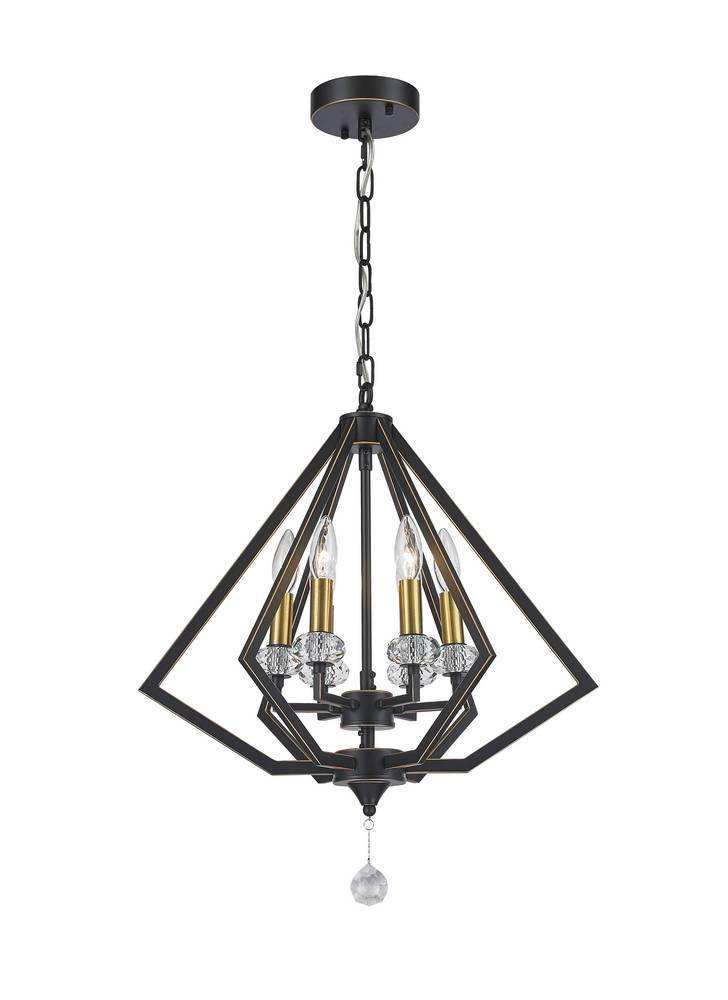 Bronze with Brass Caged Chandelier - LV LIGHTING