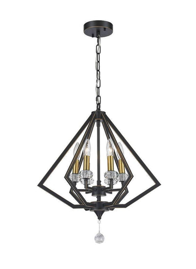 Bronze with Brass Caged Chandelier - LV LIGHTING