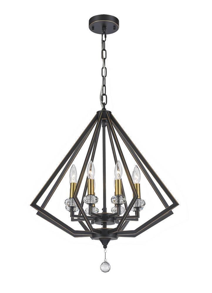 Bronze with Brass Caged Chandelier - LV LIGHTING