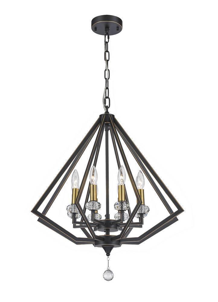 Bronze with Brass Caged Chandelier - LV LIGHTING