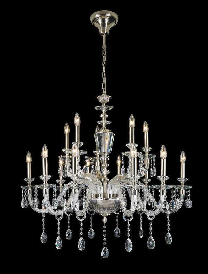 Satin Nickel with Crystal Chandelier - LV LIGHTING