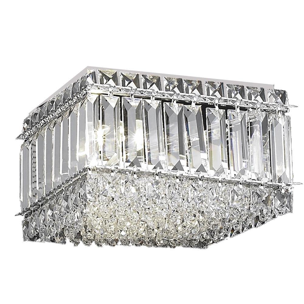 Chrome with Crystal Flush Mount - LV LIGHTING