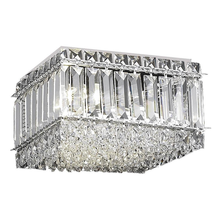 Chrome with Crystal Flush Mount - LV LIGHTING