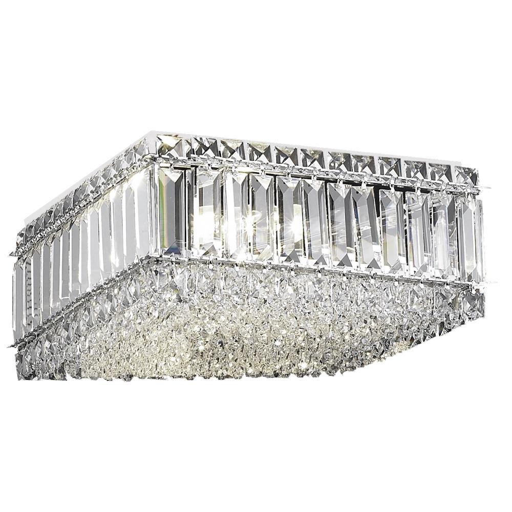 Chrome with Crystal Flush Mount - LV LIGHTING