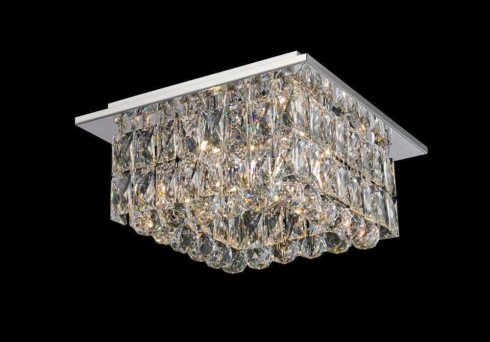 Chrome with Crystal Flush Mount - LV LIGHTING