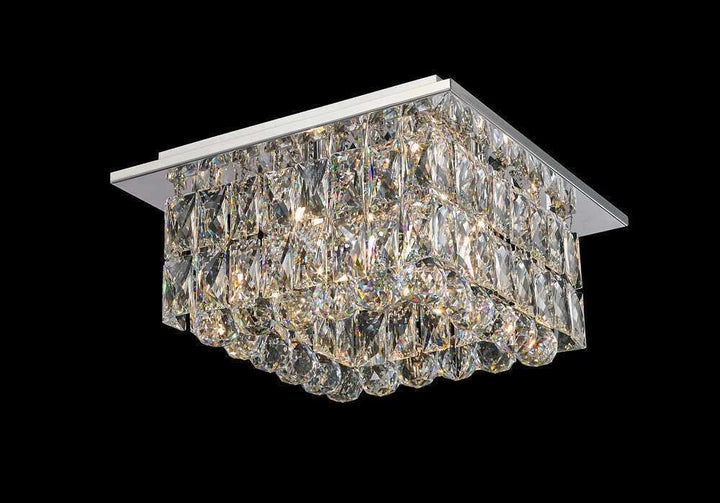 Chrome with Crystal Flush Mount - LV LIGHTING