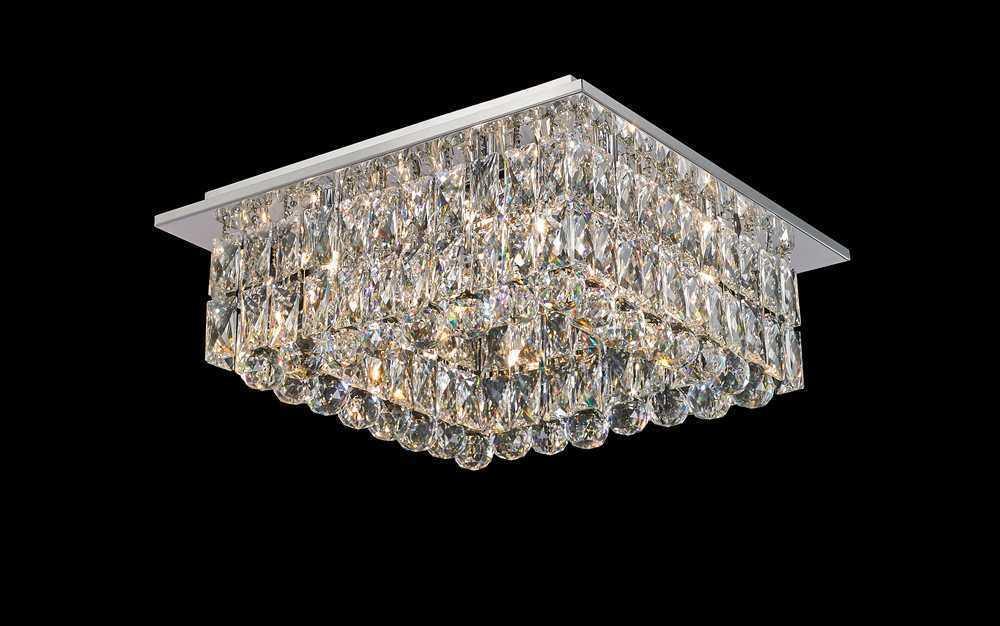 Chrome with Crystal Flush Mount - LV LIGHTING