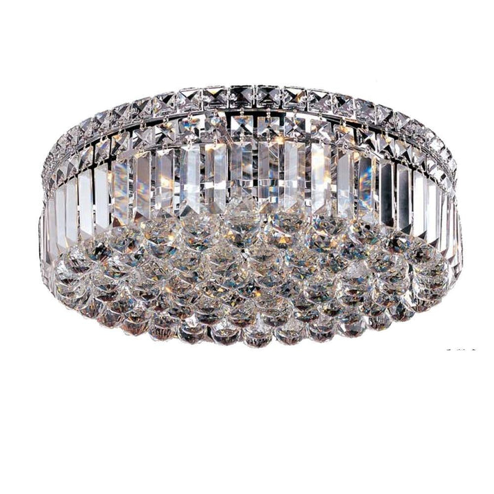 Chrome with Crystal Flush Mount - LV LIGHTING
