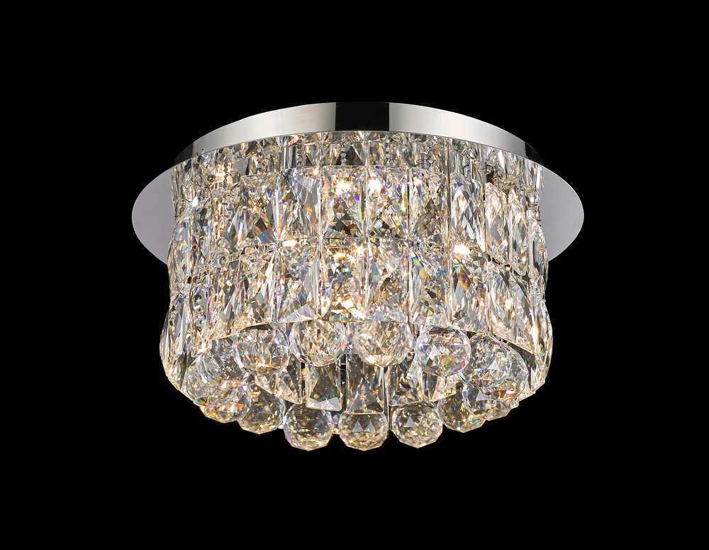 Chrome with Crystal Flush Mount - LV LIGHTING