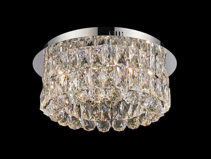 Chrome with Crystal Flush Mount - LV LIGHTING