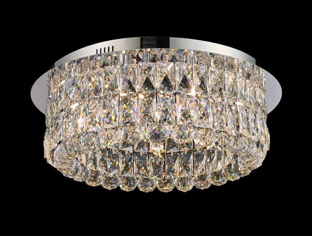 Chrome with Crystal Flush Mount - LV LIGHTING