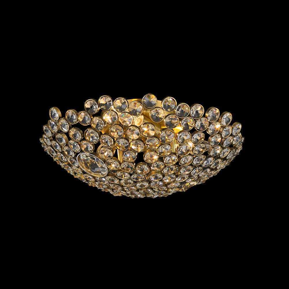 Brass with Crystal Flush Mount - LV LIGHTING