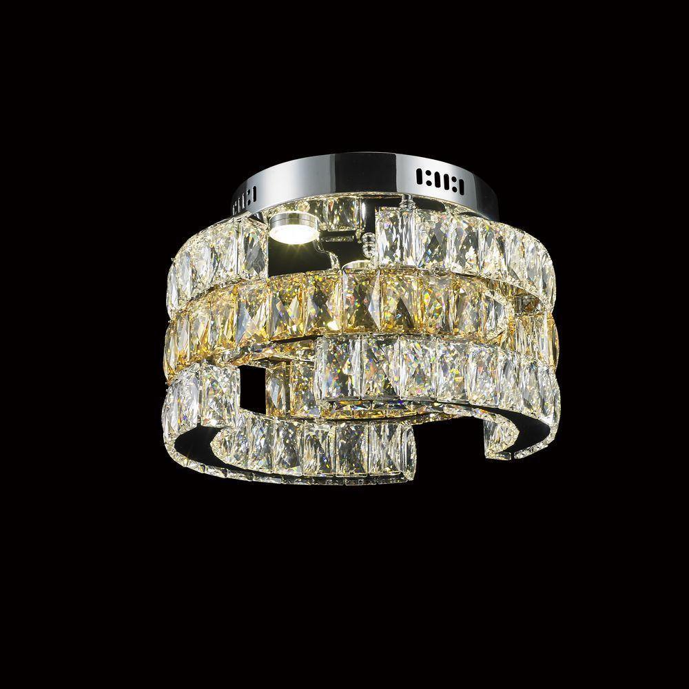 LED Clear and Champagne Crystal Flush Mount - LV LIGHTING