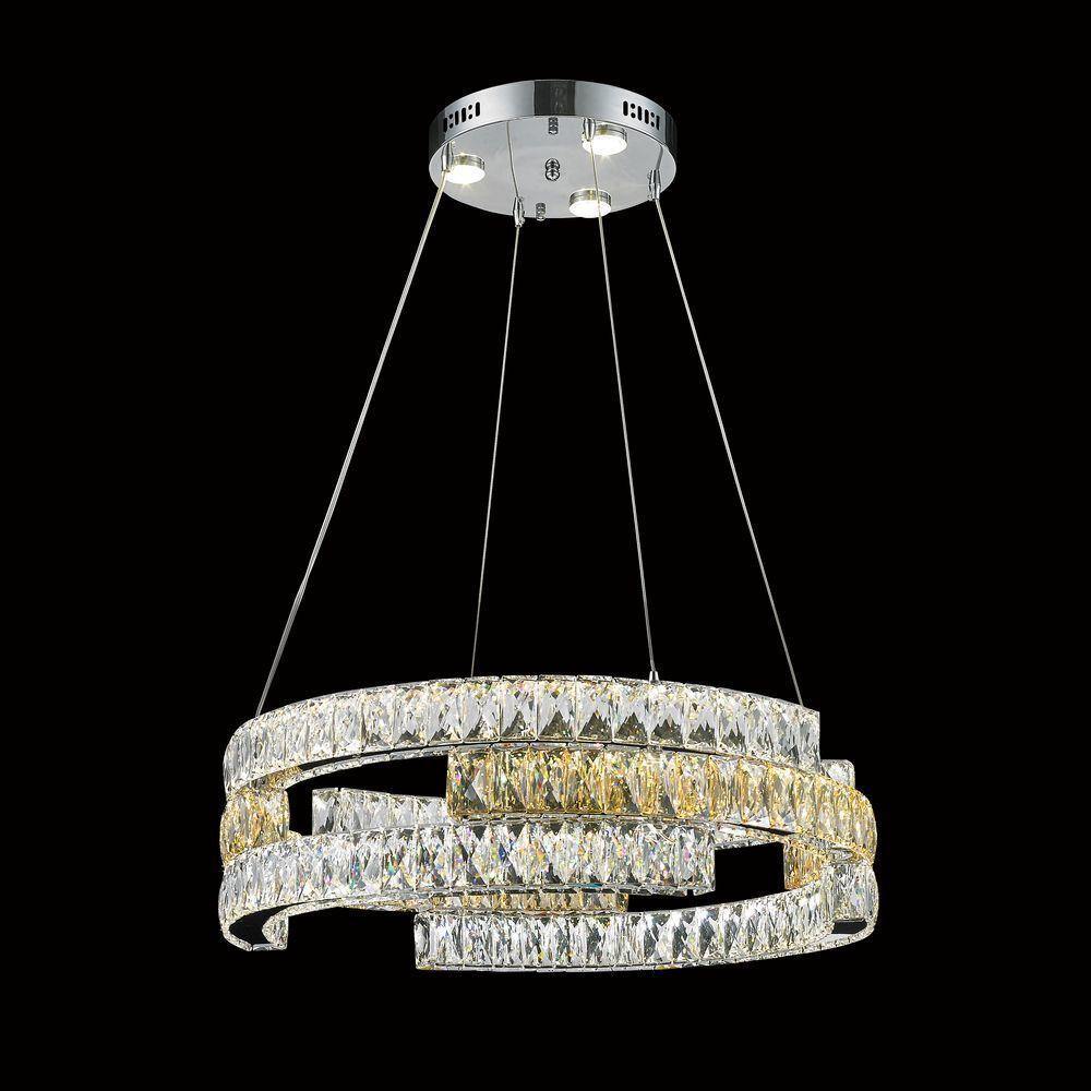 LED Clear and Champagne Crystal Chandelier - LV LIGHTING