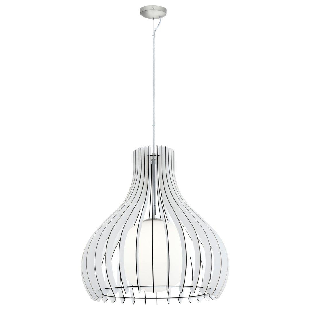 Satin Nickel Wood with Frosted Shade Pendant - LV LIGHTING