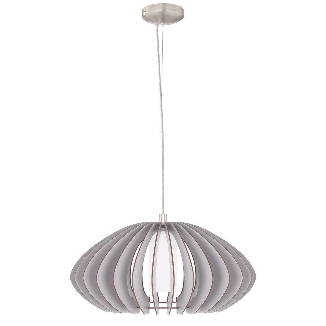 Satin Nickel with Grey Wood Shade Pendant - LV LIGHTING