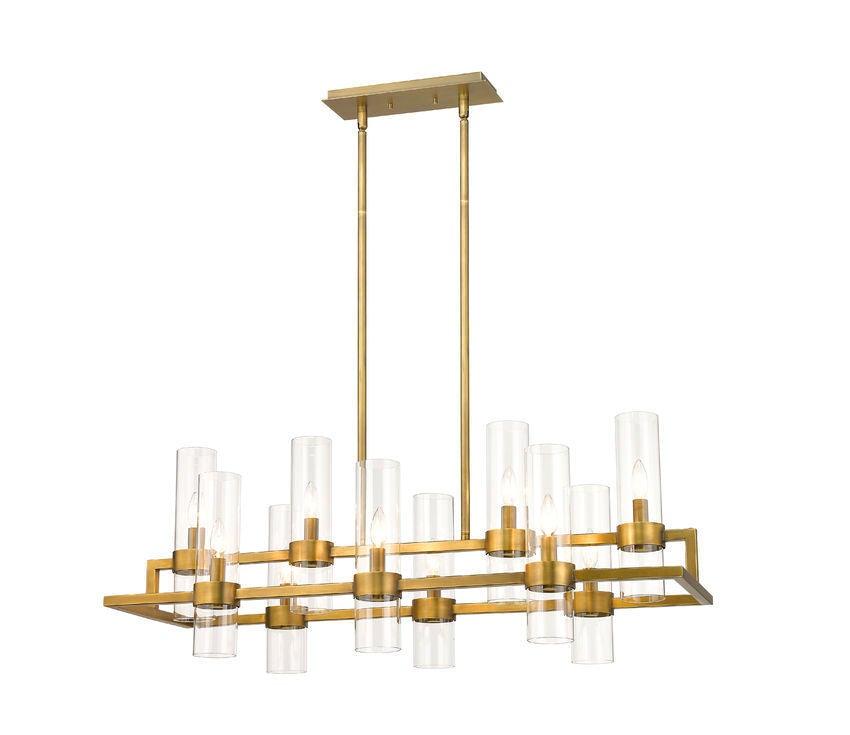 Rubbed Brass with Clear Glass Shade Chandelier - LV LIGHTING