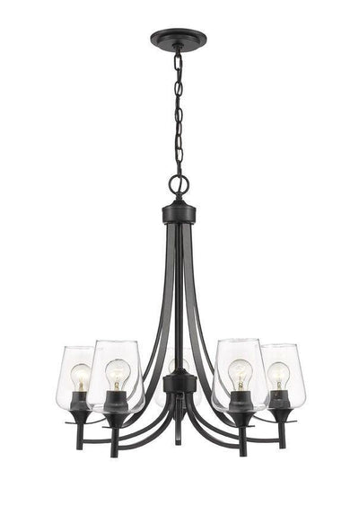 Clear Glass Shade with Metal Curved Arms Chandelier - LV LIGHTING