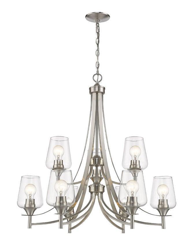 Clear Glass Shade with 2 Tier Metal Curved Arms Chandelier - LV LIGHTING