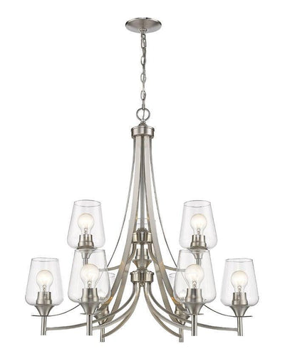 Clear Glass Shade with 2 Tier Metal Curved Arms Chandelier - LV LIGHTING