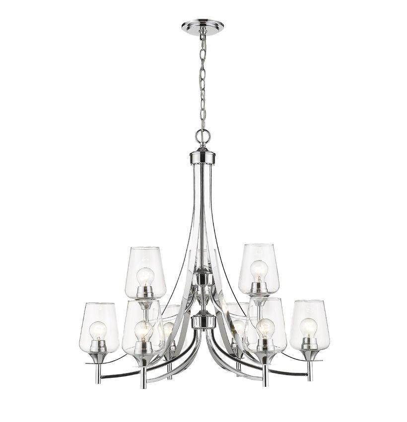 Clear Glass Shade with 2 Tier Metal Curved Arms Chandelier - LV LIGHTING