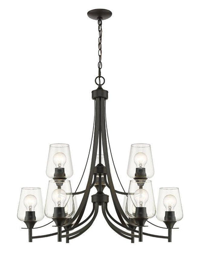 Clear Glass Shade with 2 Tier Metal Curved Arms Chandelier - LV LIGHTING