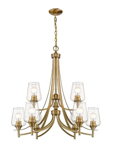 Clear Glass Shade with 2 Tier Metal Curved Arms Chandelier - LV LIGHTING