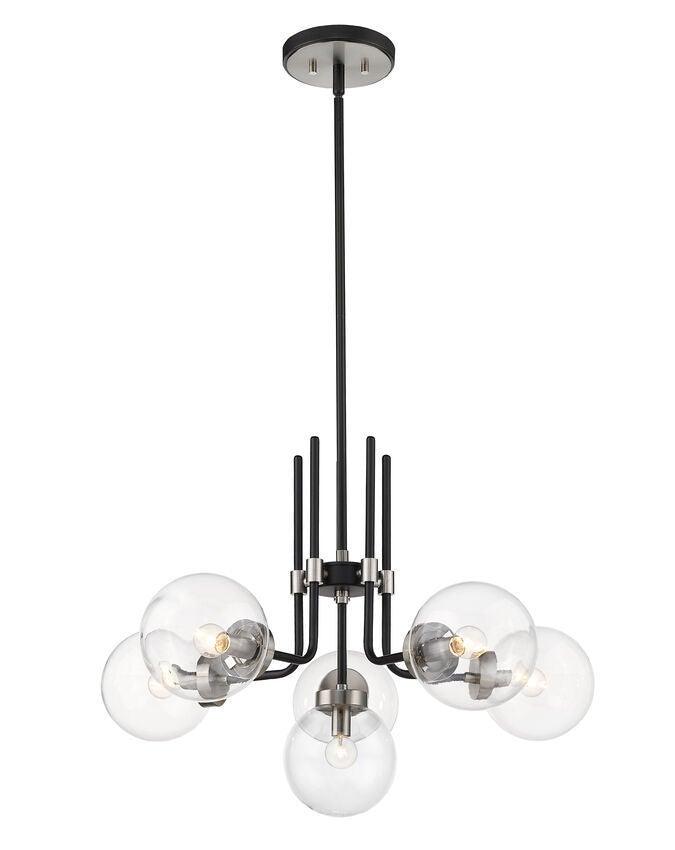 Glass Shade with 6 Light Chandelier - LV LIGHTING