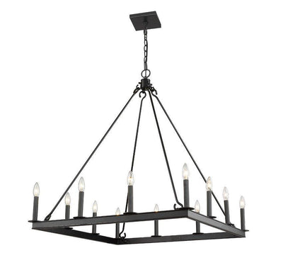 Square Steel Candel 12 Light Chandelier - LV LIGHTING