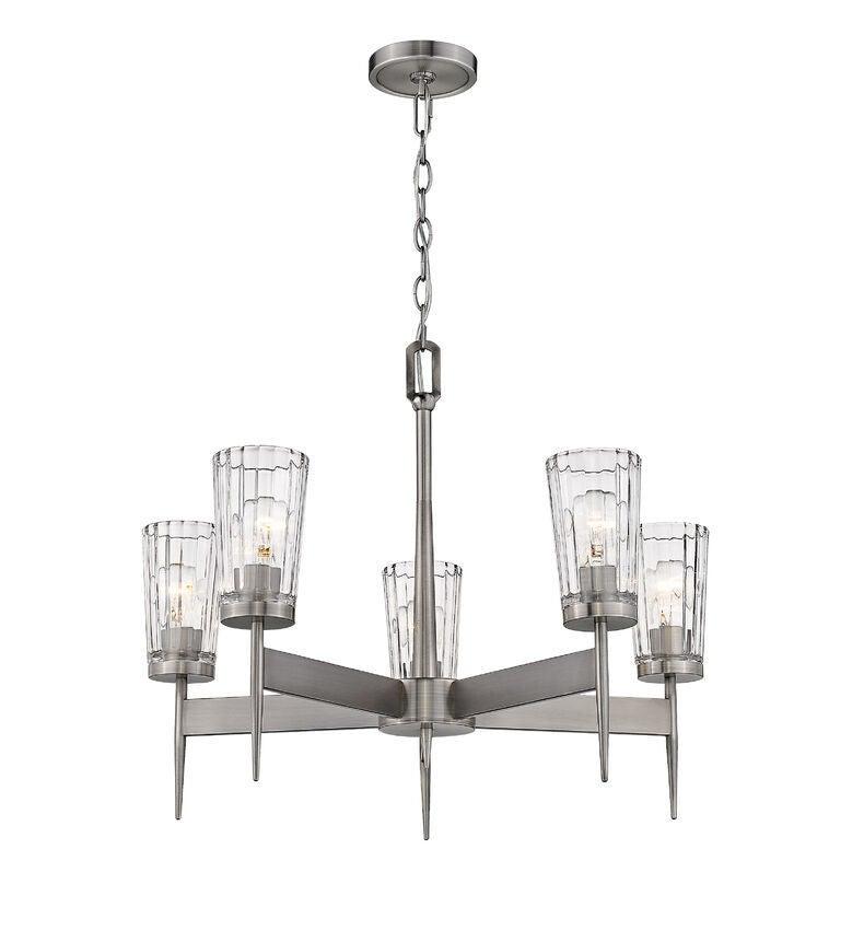 Antique Nickel with Clear Glass Shade Chandelier - LV LIGHTING