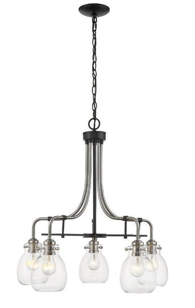 Clear Shade with Steel Curve Down Chandelier - LV LIGHTING