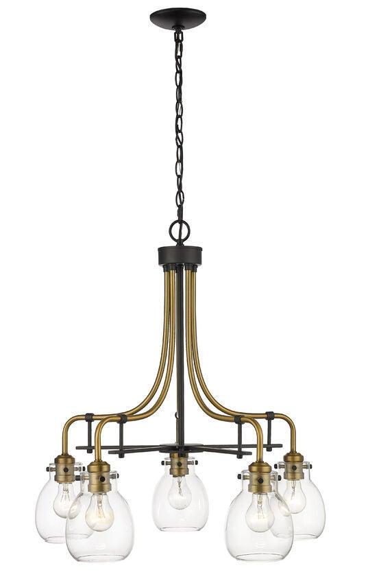 Clear Shade with Steel Curve Down Chandelier - LV LIGHTING