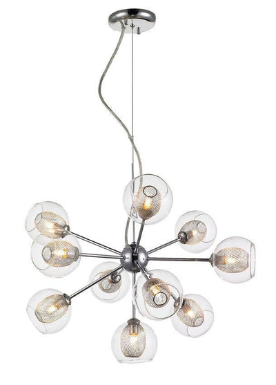 Chrome with Clear Glass and Mesh Shade Chandelier - LV LIGHTING
