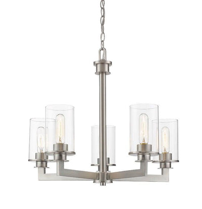 Steel Symmetrical Arms with Clear Glass Shade Chandelier - LV LIGHTING