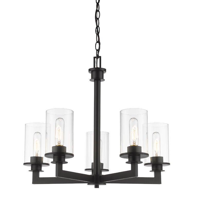 Steel Symmetrical Arms with Clear Glass Shade Chandelier - LV LIGHTING