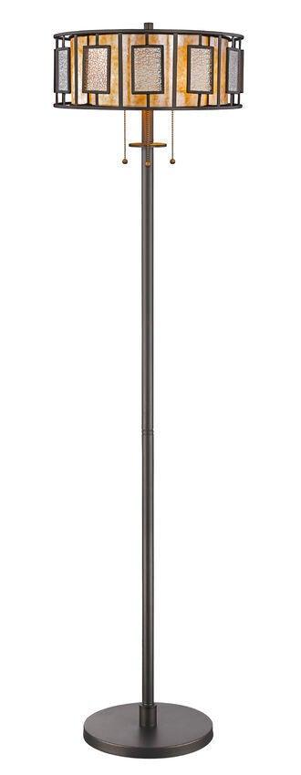 Bronze with Silver Mercury and White Mica Shade Floor Lamp - LV LIGHTING