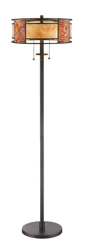 Bronze with White Mica and Tile Shade Floor Lamp - LV LIGHTING