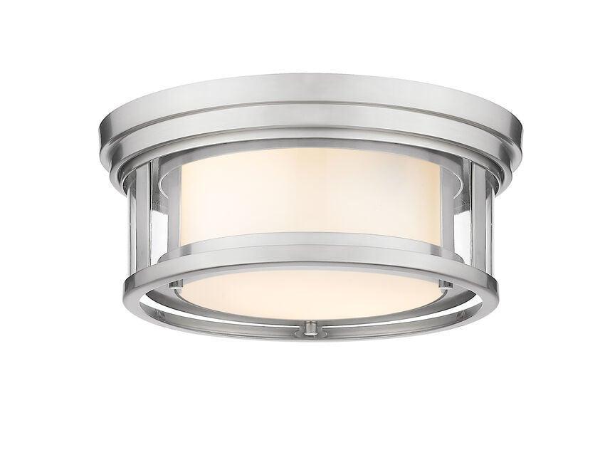 Steel with Frosted and Clear Glass Shade Flush Mount - LV LIGHTING
