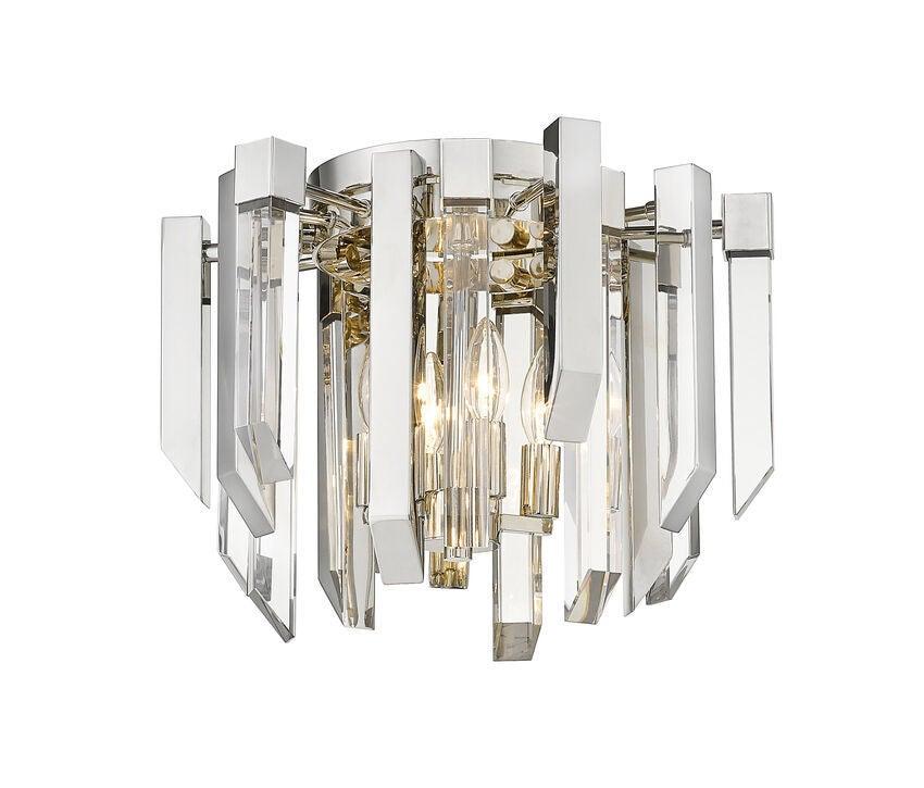 Polished Nickel with Crystal Flush Mount - LV LIGHTING