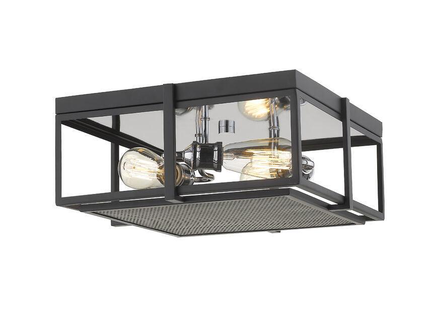 Steel with Open Mesh Shade Square Flush Mount - LV LIGHTING