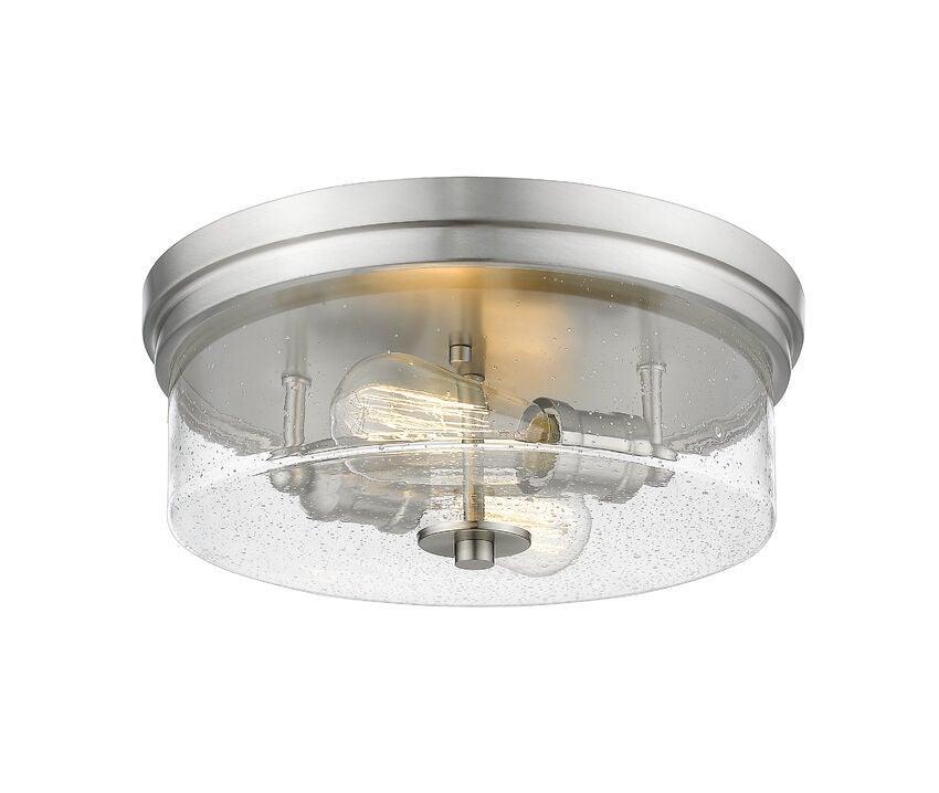 Steel with Clear Seedy Glass Shade Round Flush Mount - LV LIGHTING