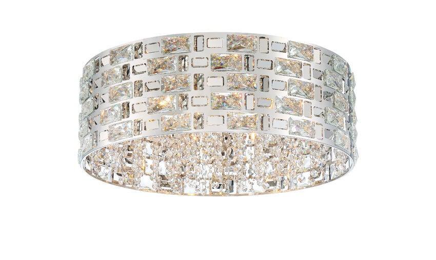 Chrome with Crystal and Rectangles Shade Flush Mount - LV LIGHTING