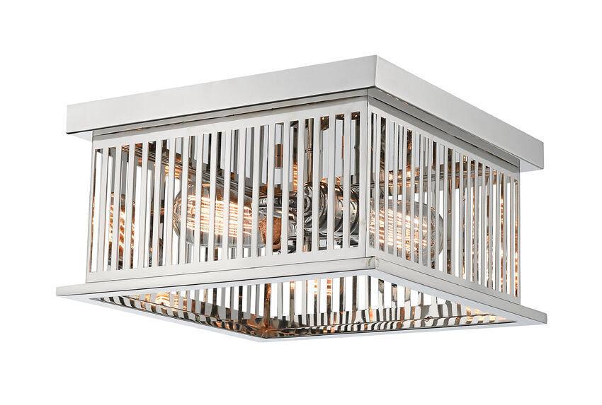 Steel with Linear Grill Shade Square Flush Mount - LV LIGHTING