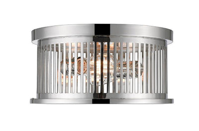 Steel with Linear Grill Shade Round Flush Mount - LV LIGHTING