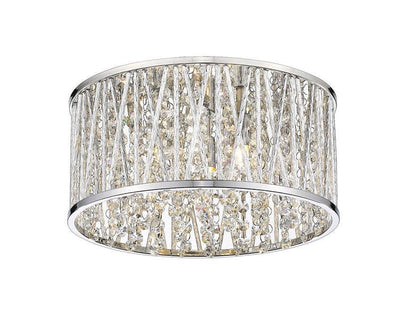 Chrome with Crystal Bead Round Flush Mount - LV LIGHTING