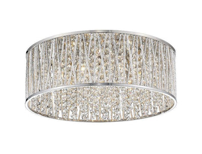 Chrome with Crystal Bead Round Flush Mount - LV LIGHTING