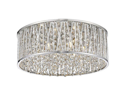 Chrome with Crystal Bead Round Flush Mount - LV LIGHTING