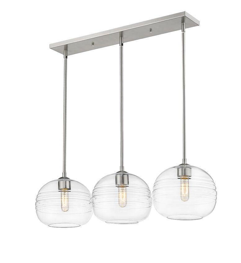 Steel with Rounded Clear Glass Shade Pendant - LV LIGHTING