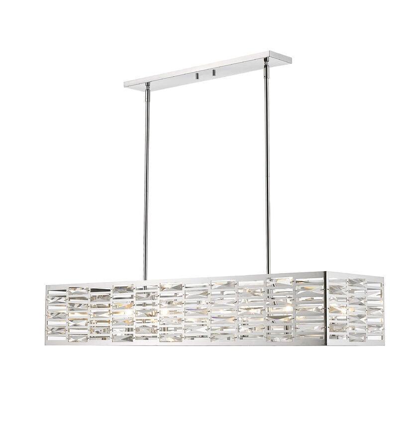 Chrome with Elongated Lines and Crystal Pendant - LV LIGHTING