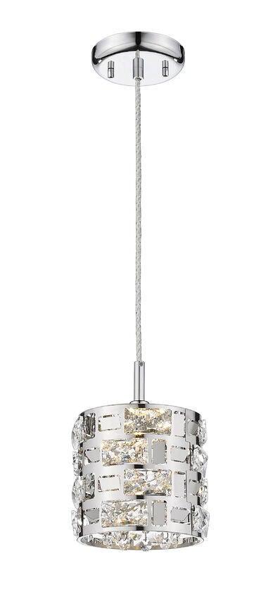 Chrome with Rectangles and Strands Crystal Pendant - LV LIGHTING